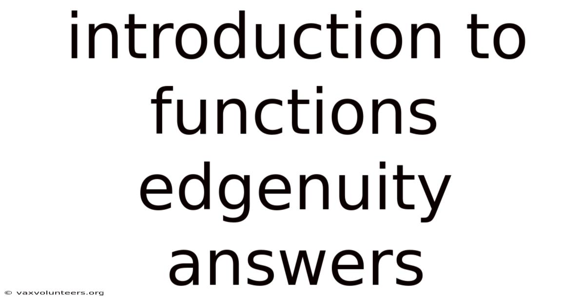Introduction To Functions Edgenuity Answers