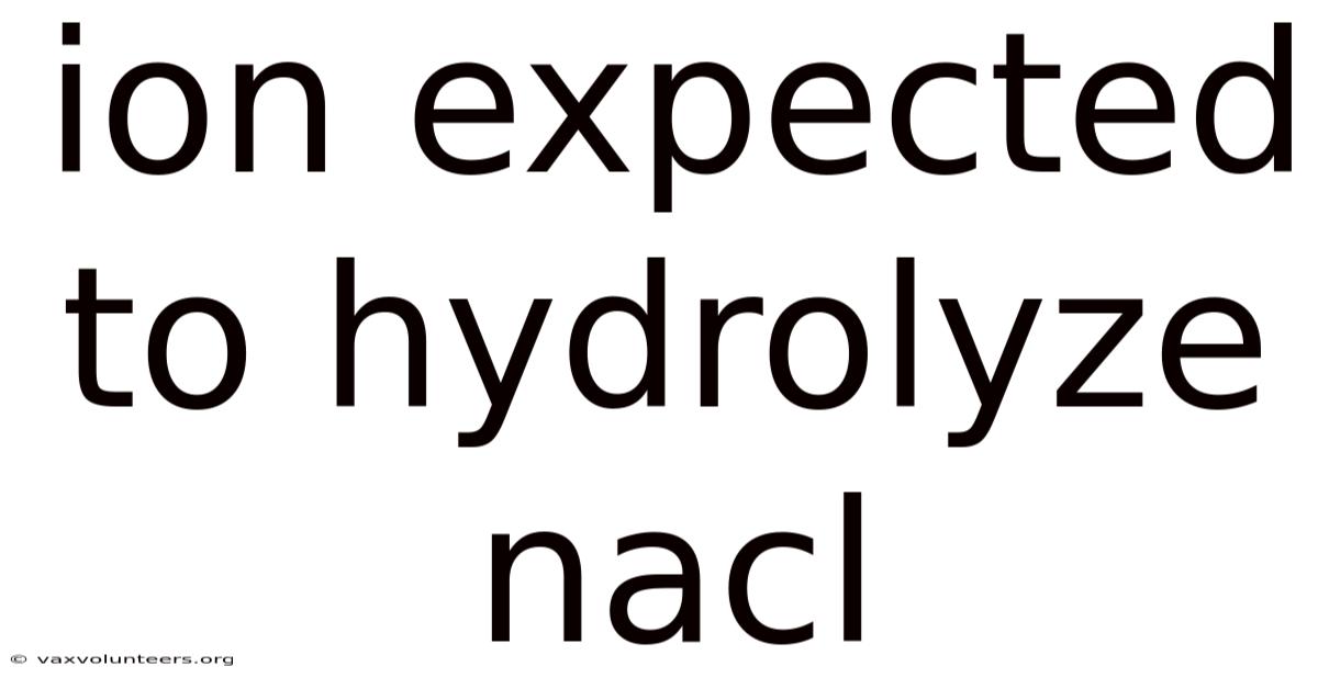 Ion Expected To Hydrolyze Nacl