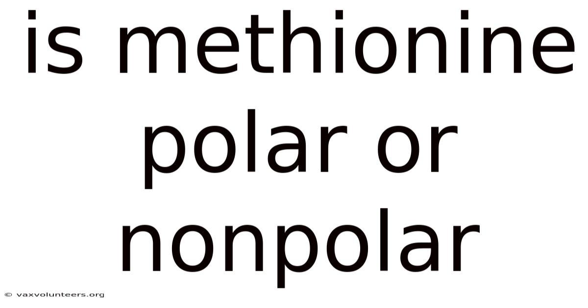 Is Methionine Polar Or Nonpolar
