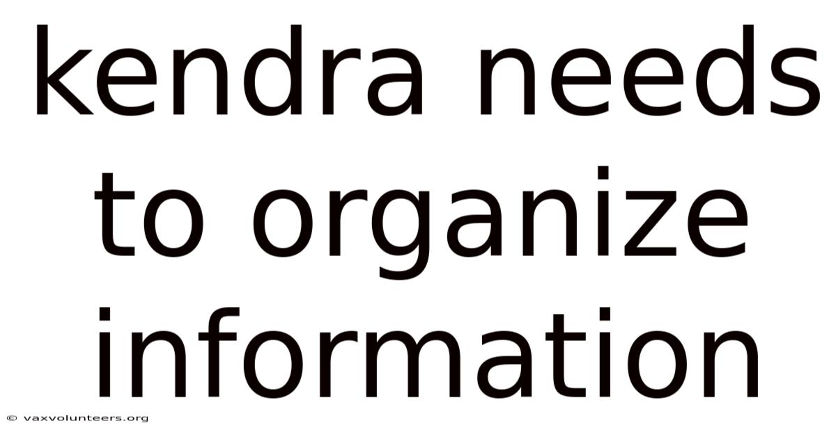 Kendra Needs To Organize Information