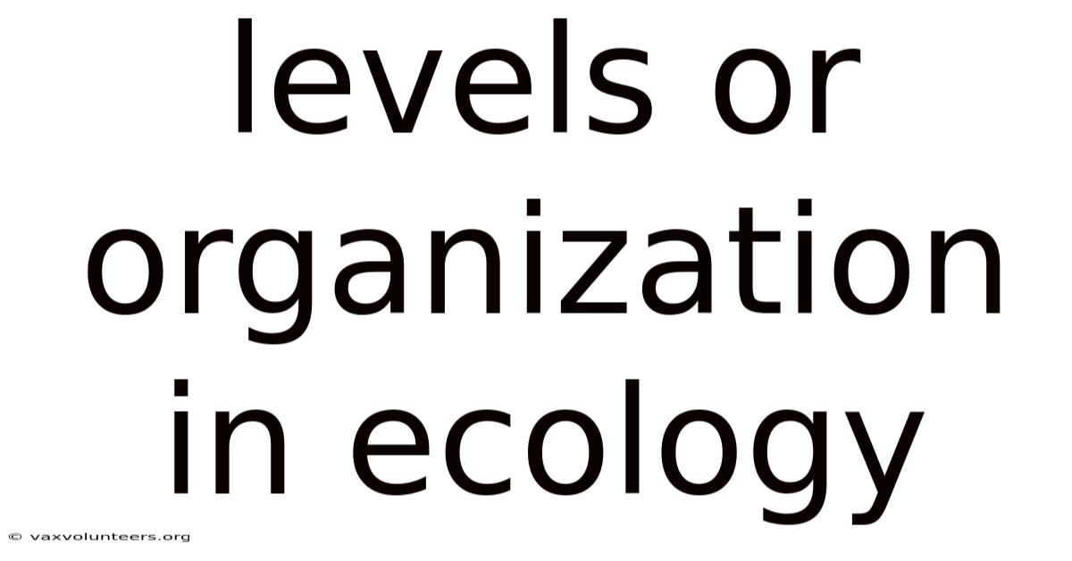 Levels Or Organization In Ecology