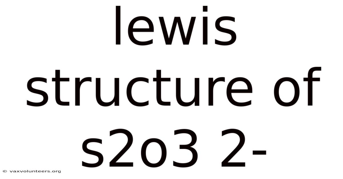 Lewis Structure Of S2o3 2-