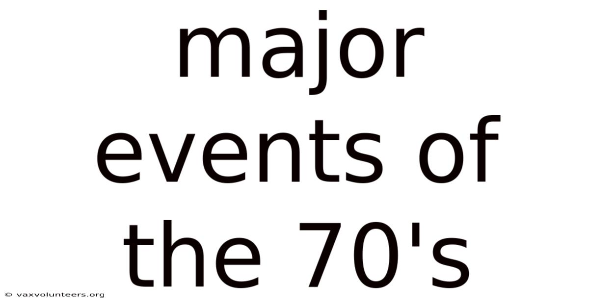 Major Events Of The 70's
