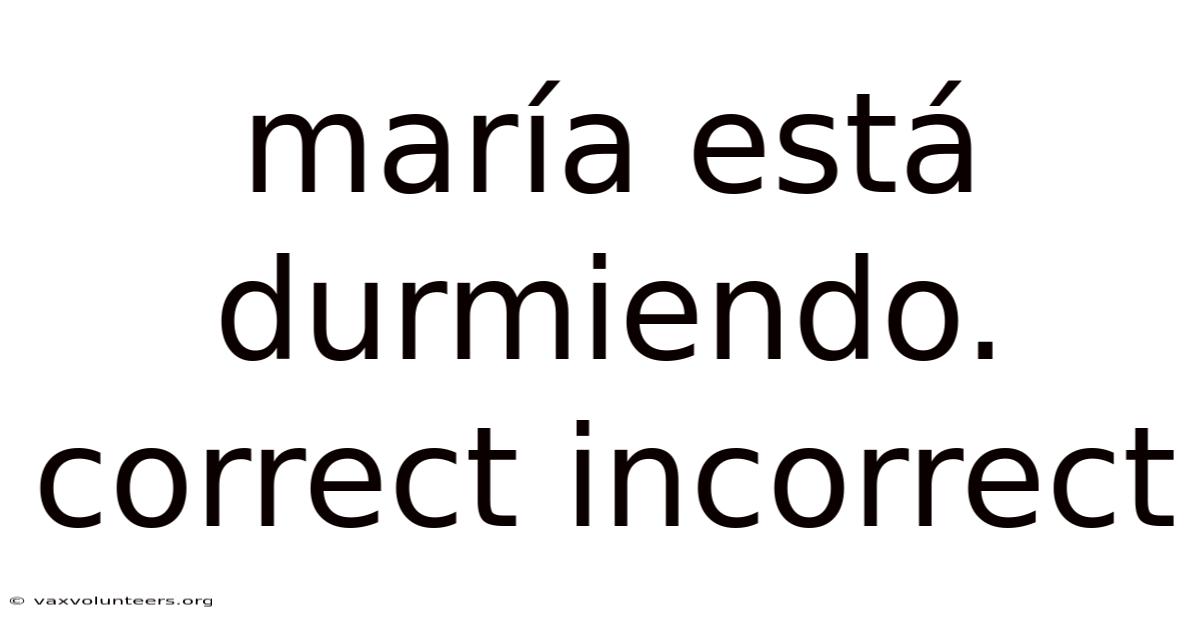 María Está Durmiendo. Correct Incorrect