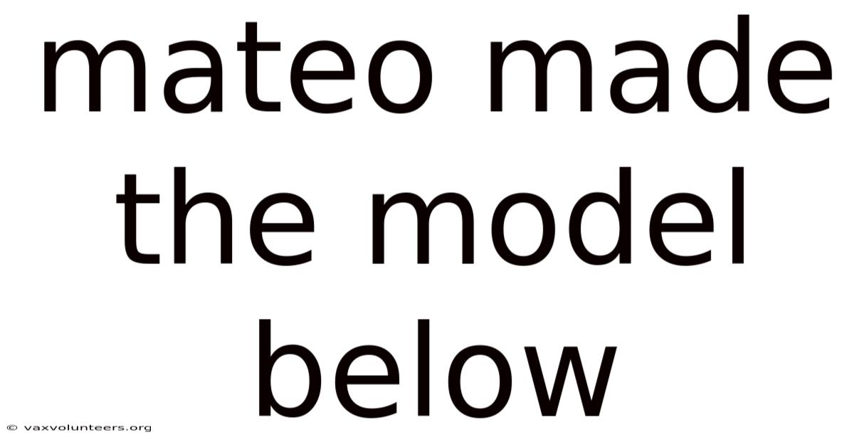 Mateo Made The Model Below