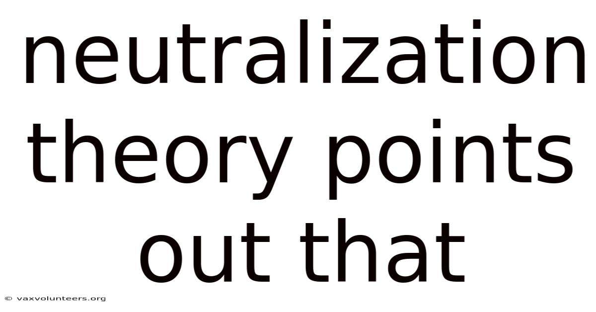 Neutralization Theory Points Out That