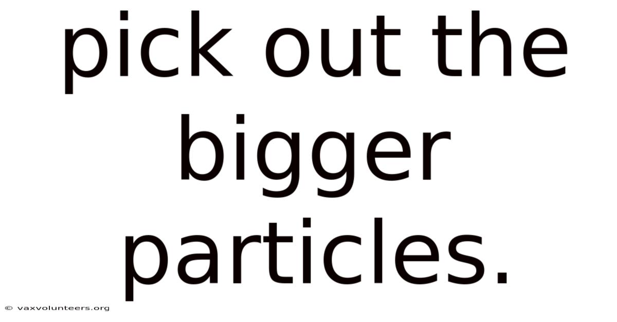Pick Out The Bigger Particles.