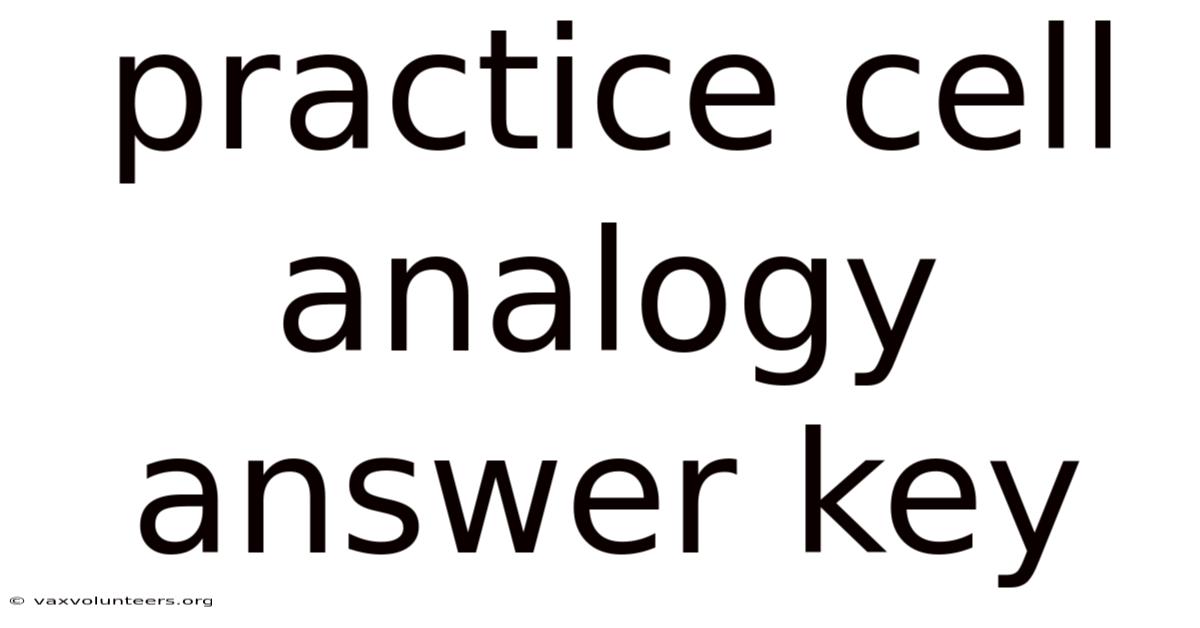 Practice Cell Analogy Answer Key