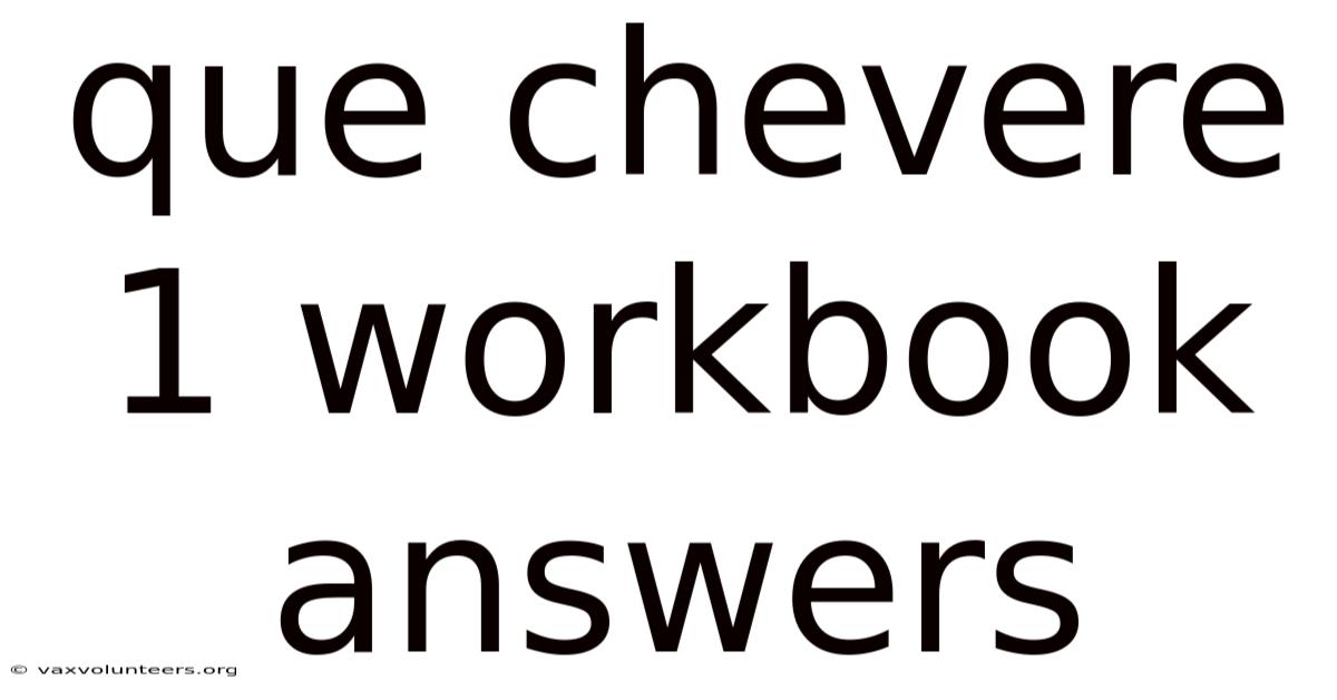 Que Chevere 1 Workbook Answers