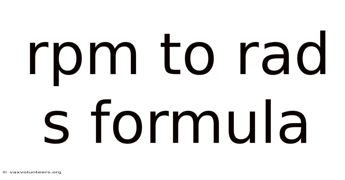 Rpm To Rad S Formula