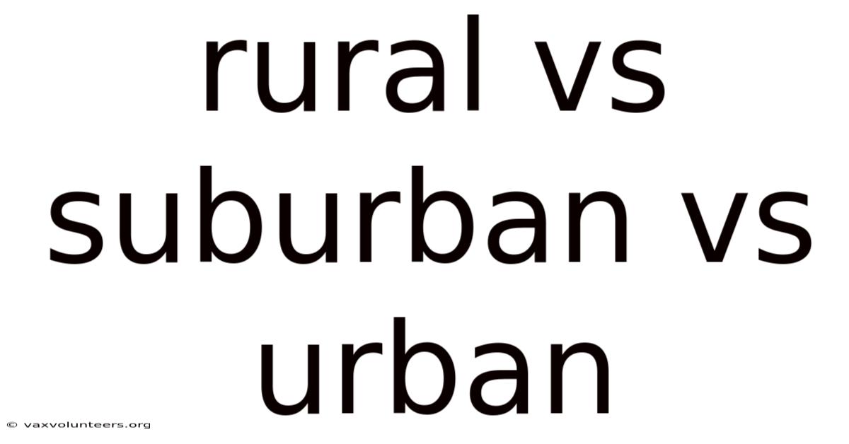 Rural Vs Suburban Vs Urban
