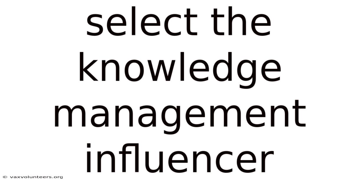 Select The Knowledge Management Influencer