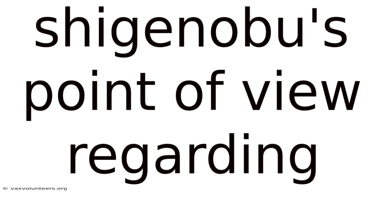 Shigenobu's Point Of View Regarding