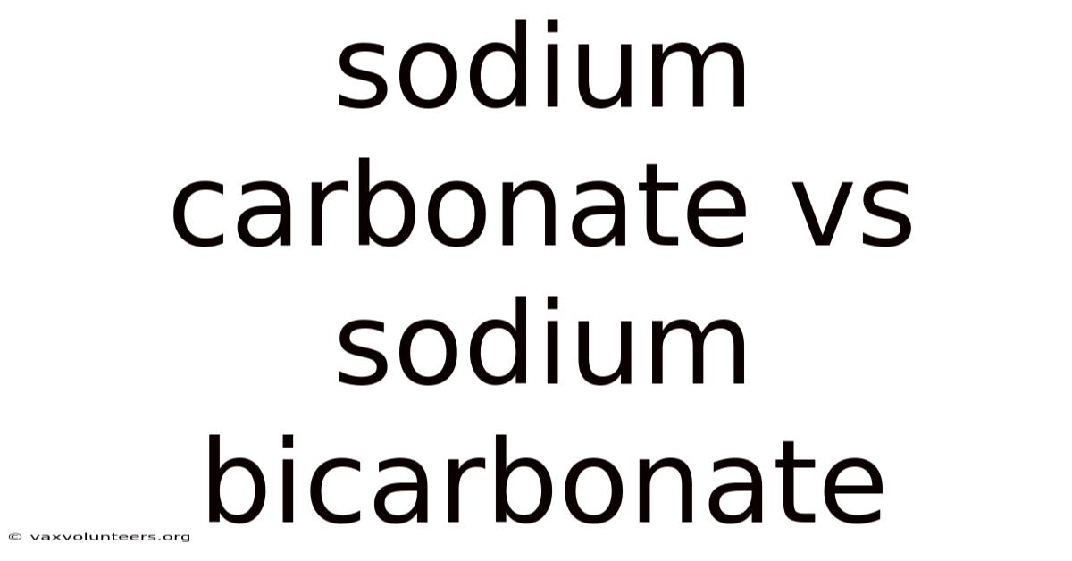 Sodium Carbonate Vs Sodium Bicarbonate