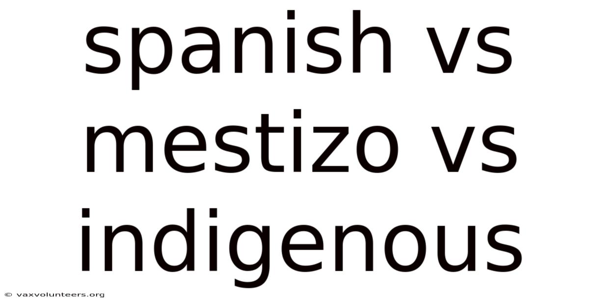 Spanish Vs Mestizo Vs Indigenous
