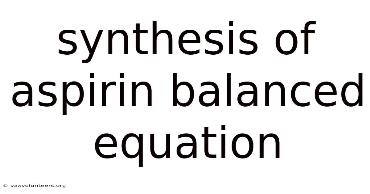 Synthesis Of Aspirin Balanced Equation