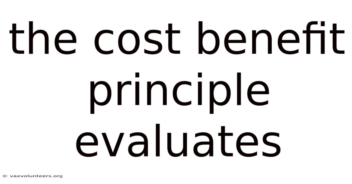 The Cost Benefit Principle Evaluates