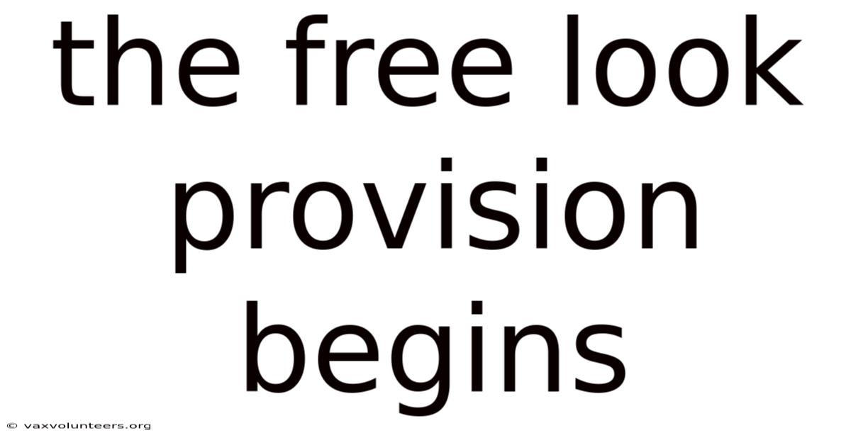 The Free Look Provision Begins