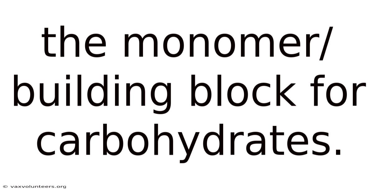The Monomer/building Block For Carbohydrates.