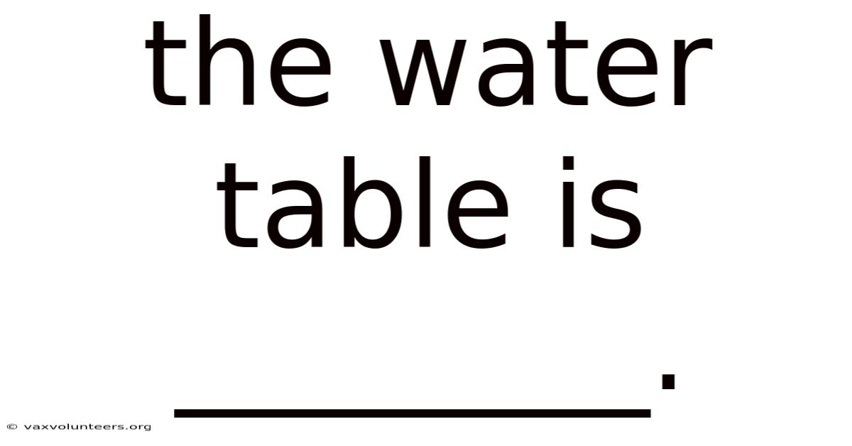 The Water Table Is ________.