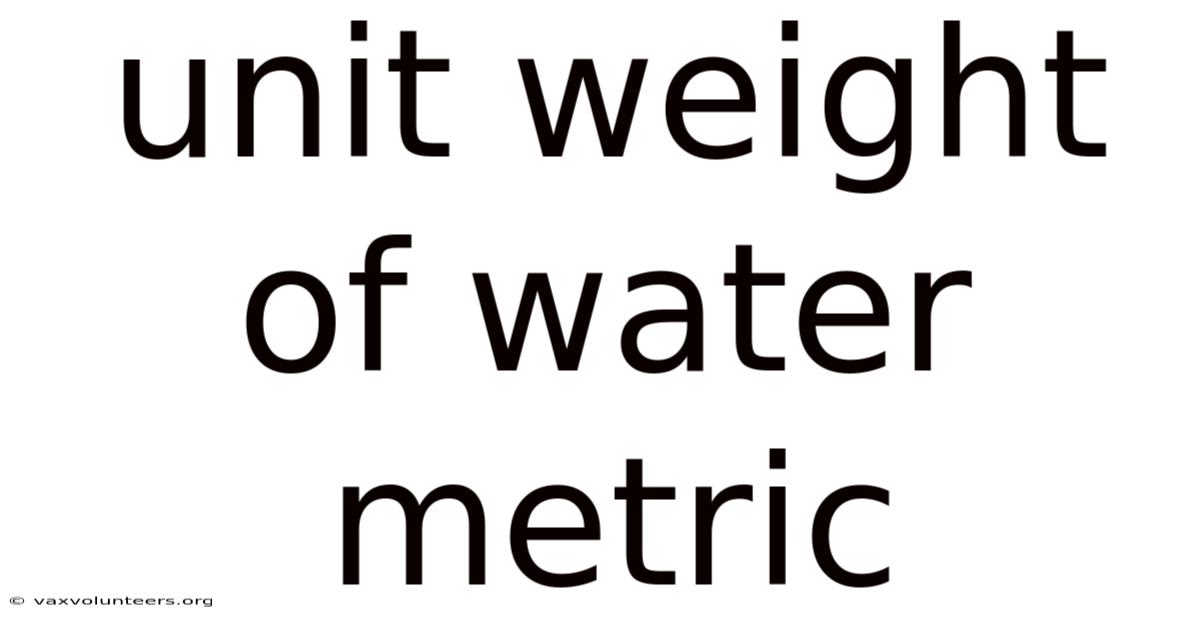 Unit Weight Of Water Metric