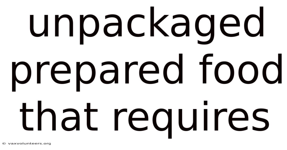 Unpackaged Prepared Food That Requires