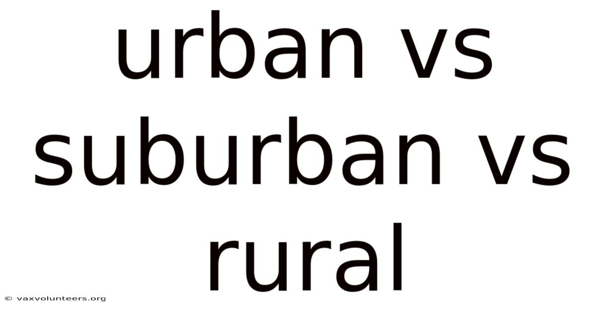 Urban Vs Suburban Vs Rural