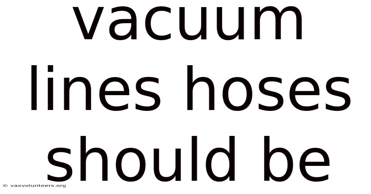 Vacuum Lines Hoses Should Be