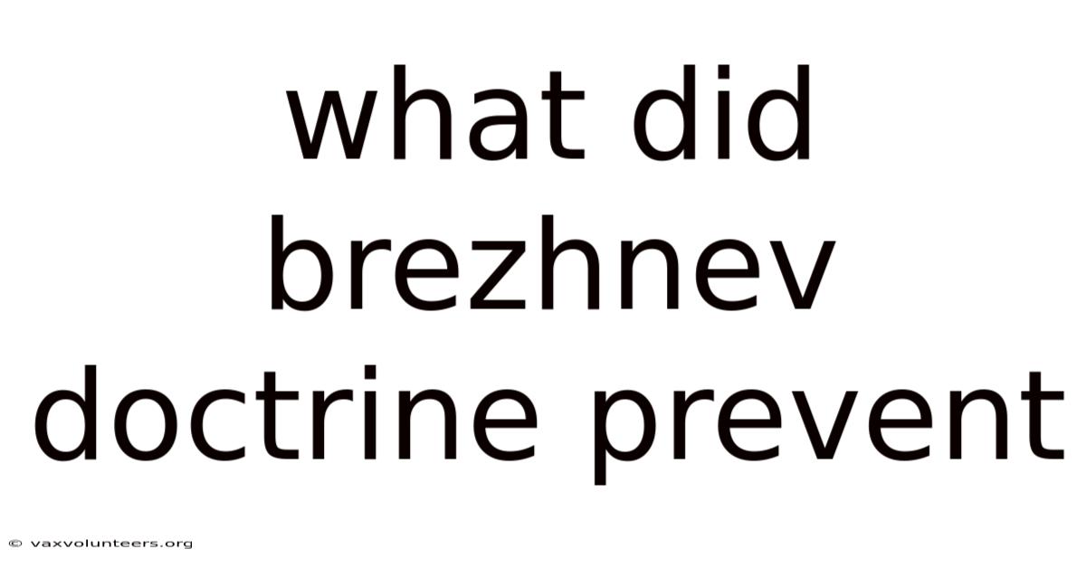 What Did Brezhnev Doctrine Prevent