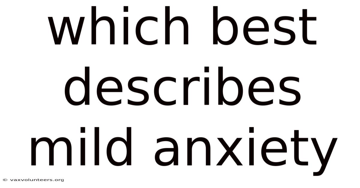 Which Best Describes Mild Anxiety
