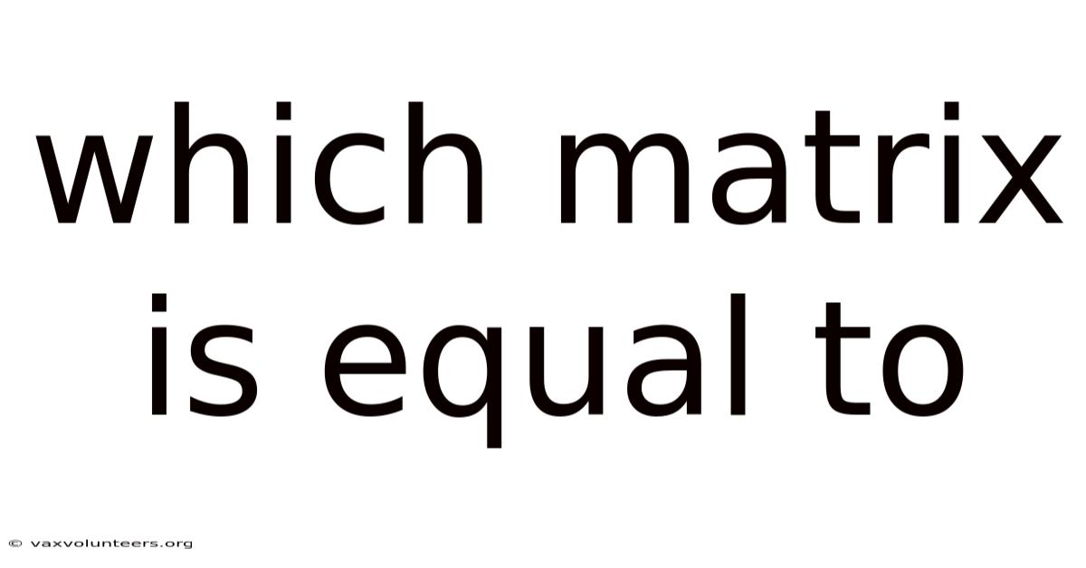 Which Matrix Is Equal To