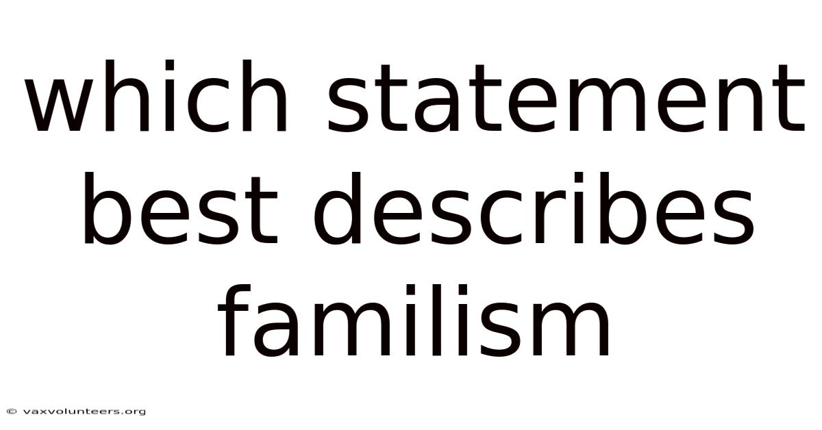 Which Statement Best Describes Familism