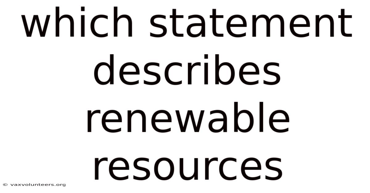 Which Statement Describes Renewable Resources