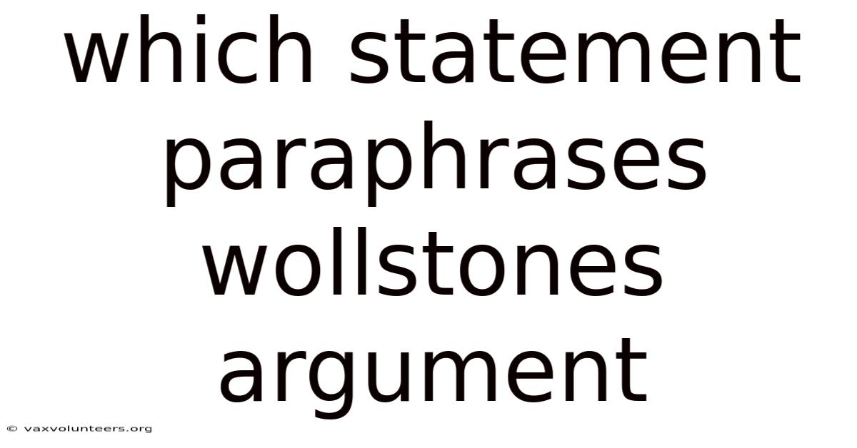 Which Statement Paraphrases Wollstones Argument