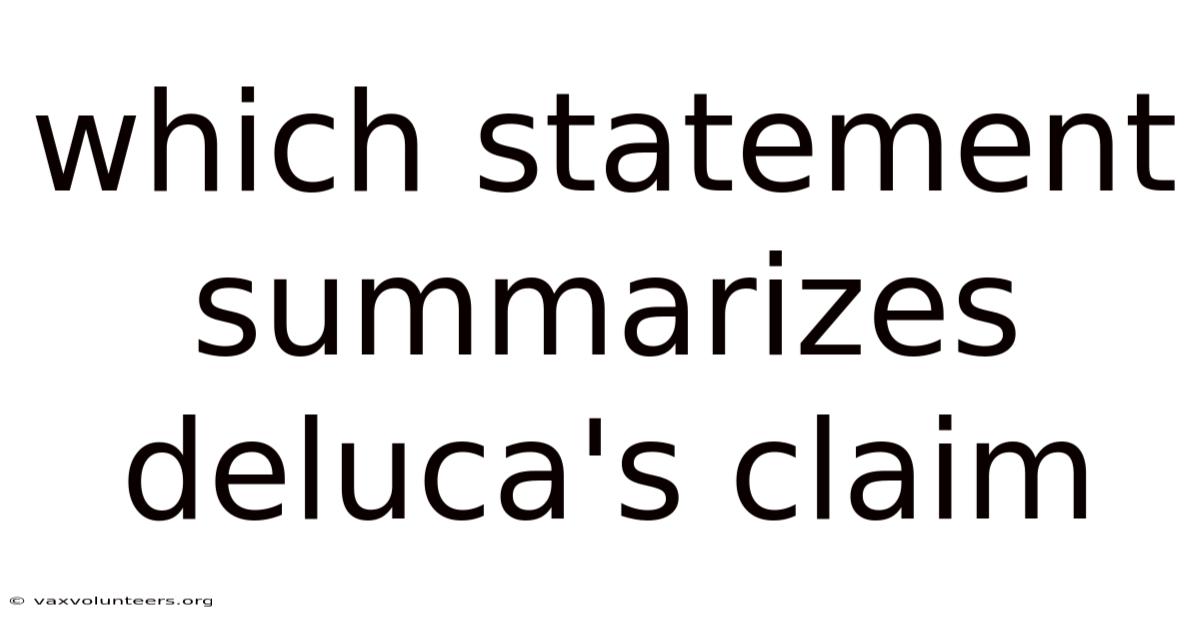 Which Statement Summarizes Deluca's Claim
