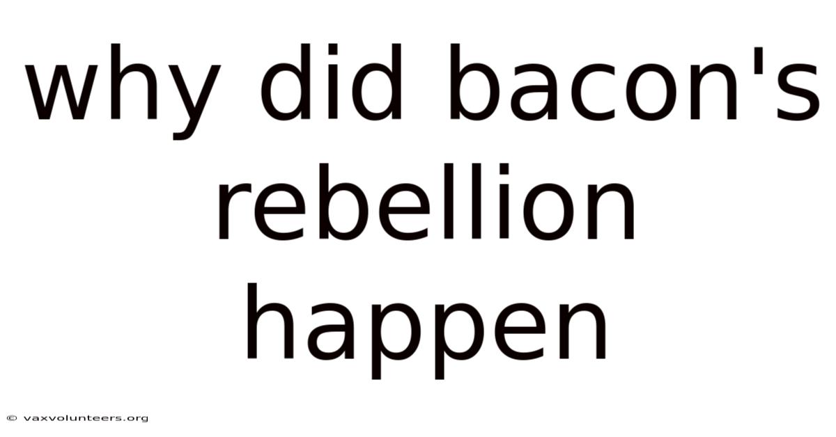 Why Did Bacon's Rebellion Happen
