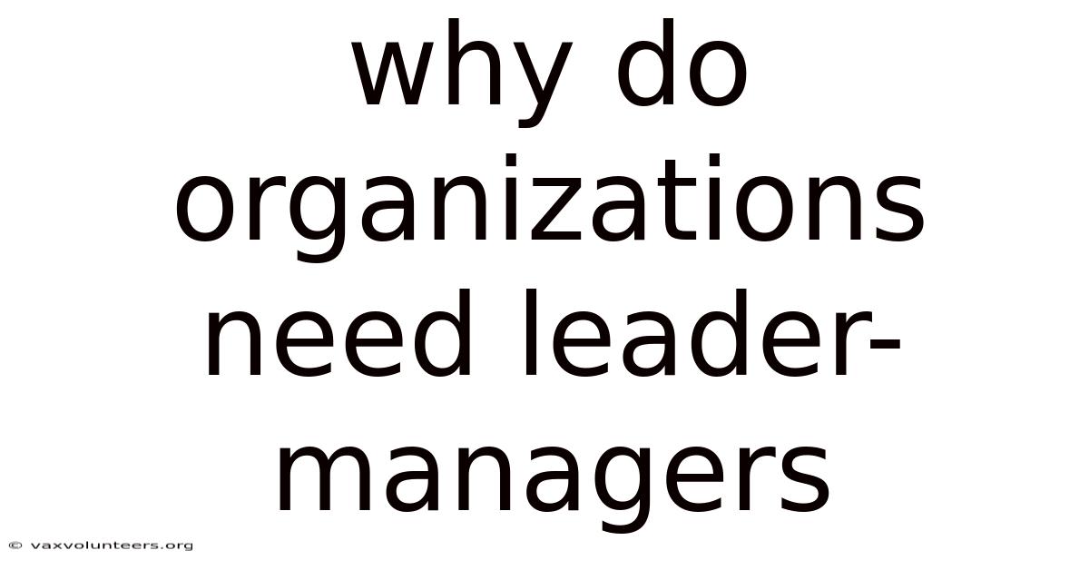 Why Do Organizations Need Leader-managers